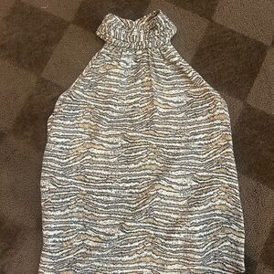 Joie Beige Black Cream Zebra-Print Halter Top